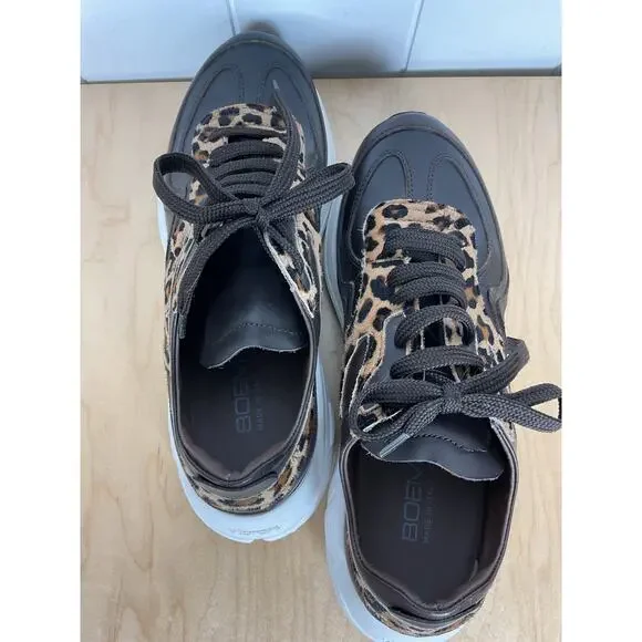 Boemos Leopard Brown Leather Pony Hair Vibram Soles Women's Sneakers Size‎ EU 39 - Picture 3 of 8